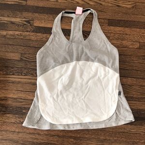 Grey and white racer tank